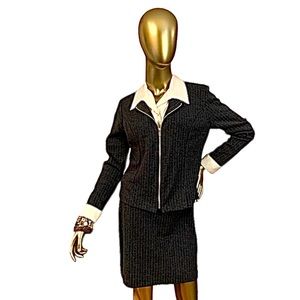 Skirt Suit Gray Pinstripe Mini Skirt Suit Set Size 5/6